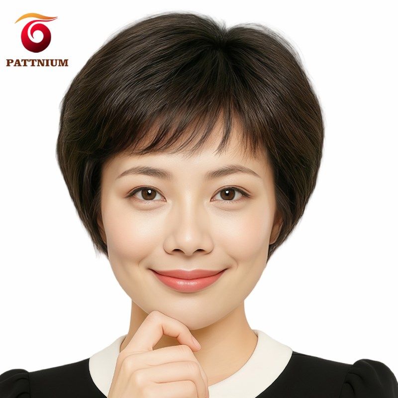 妈妈假发中老年假发女款真人发丝全手织逼真女士真发假发短发头套