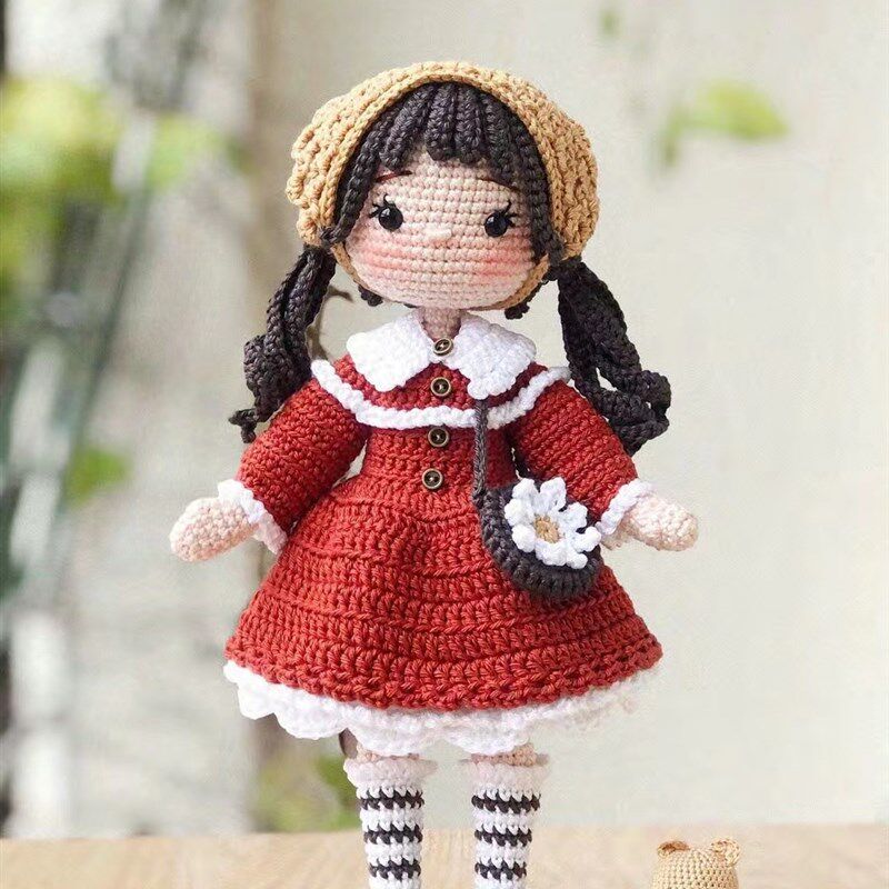 成品人偶DIY可爱女孩摆件衣服可穿脱换装毛线钩针趣味手工玩偶