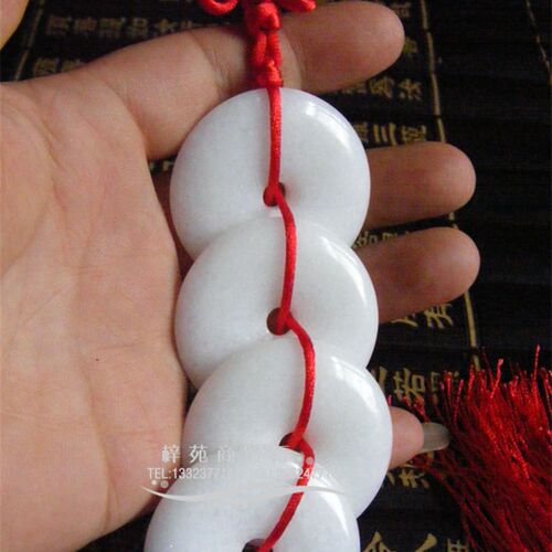 汉白玉葫芦挂件 中式家居吉祥饰品 黄绳直串玉石挂饰 卧室厨房门
