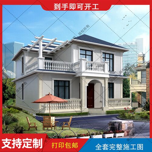 二层别墅设计简约现代风自建房图纸建筑结构施工水电图B2G13