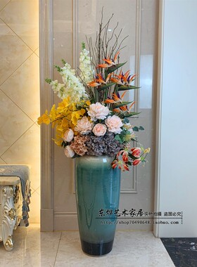 陶瓷落地大花瓶客厅摆件插花干花轻奢酒店玄关欧式新中式居家装饰