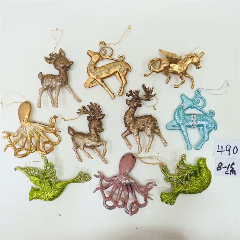 圣诞节装饰用品闪粉氛围动物塑胶创意吊顶挂饰商场橱窗场景布置