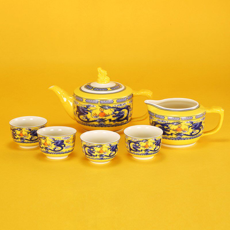 硅元陶瓷 中华龙茶具 中式茶壶套装茶具釉中彩功夫茶