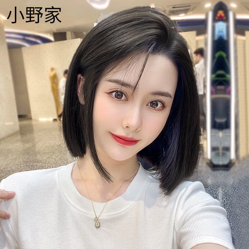假发女短发造型波波头双递针全真发气质中分自然空气刘海全头套
