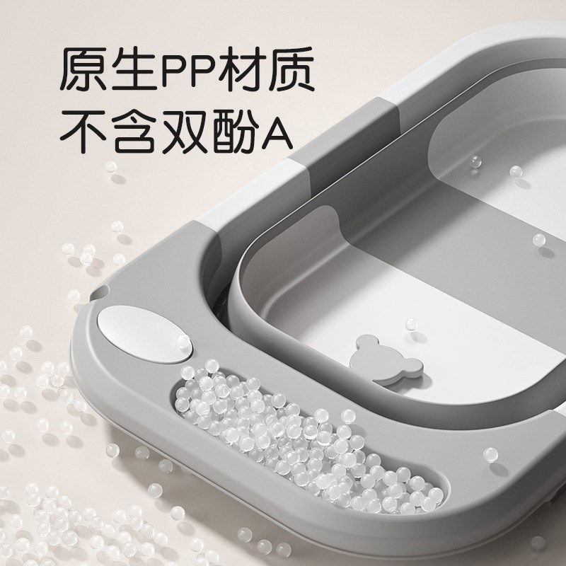 小哈伦婴儿洗澡盆宝宝浴盆新生儿浴桶可折叠对折可坐躺小孩家用