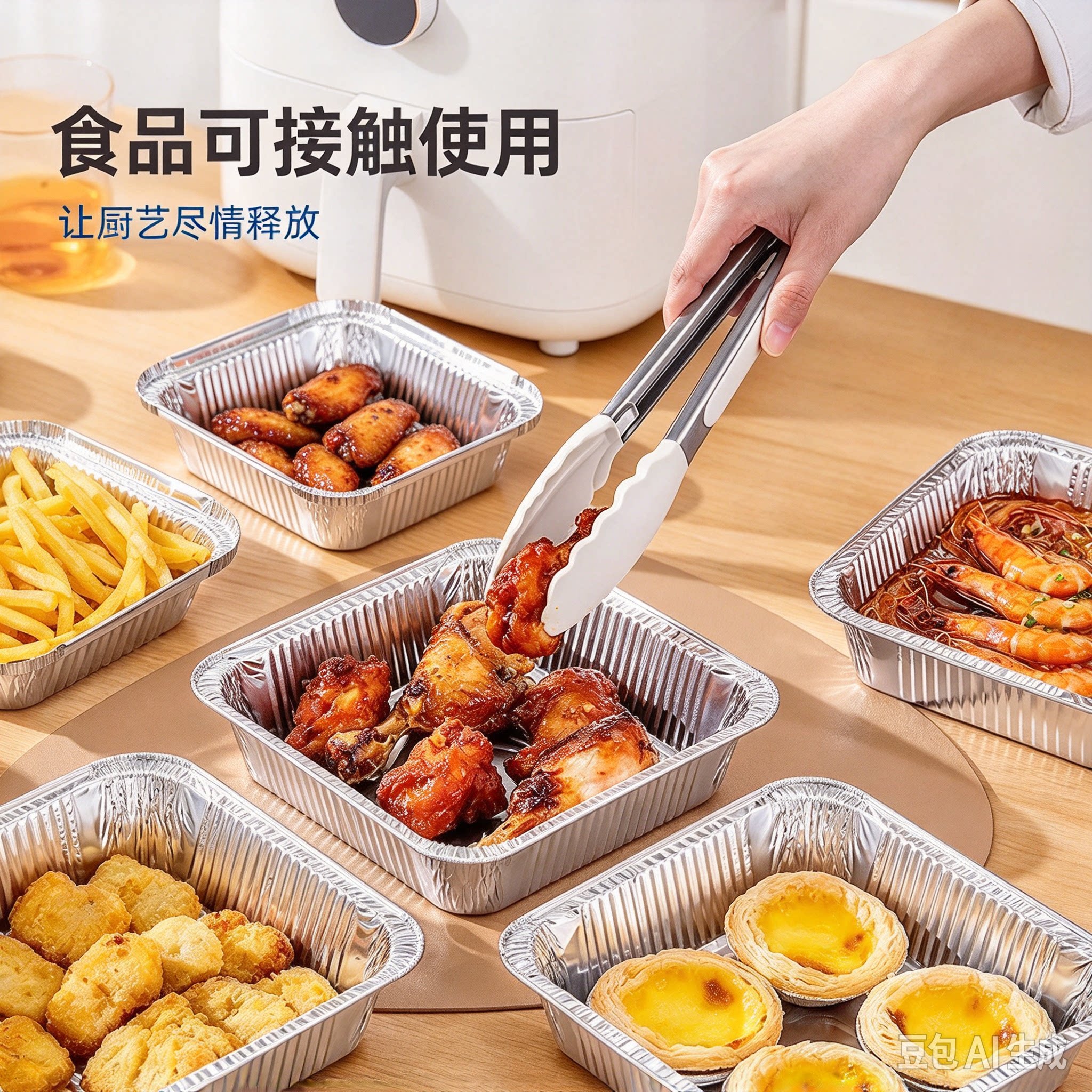 空气炸锅锡纸盘加厚锡纸盒圆形吸油纸一次性烤盘加厚锡纸盘空气YY