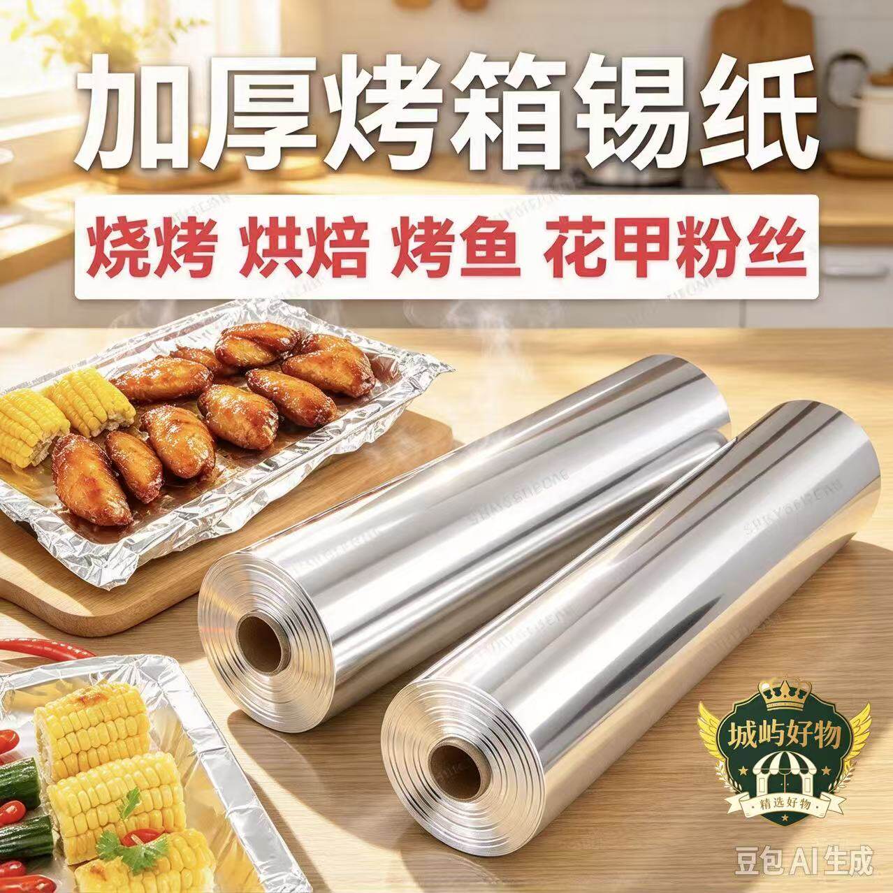 加厚锡纸烤箱家用空气炸锅锡箔纸铝箔纸片烧烤烘焙硅油纸耐用ZY