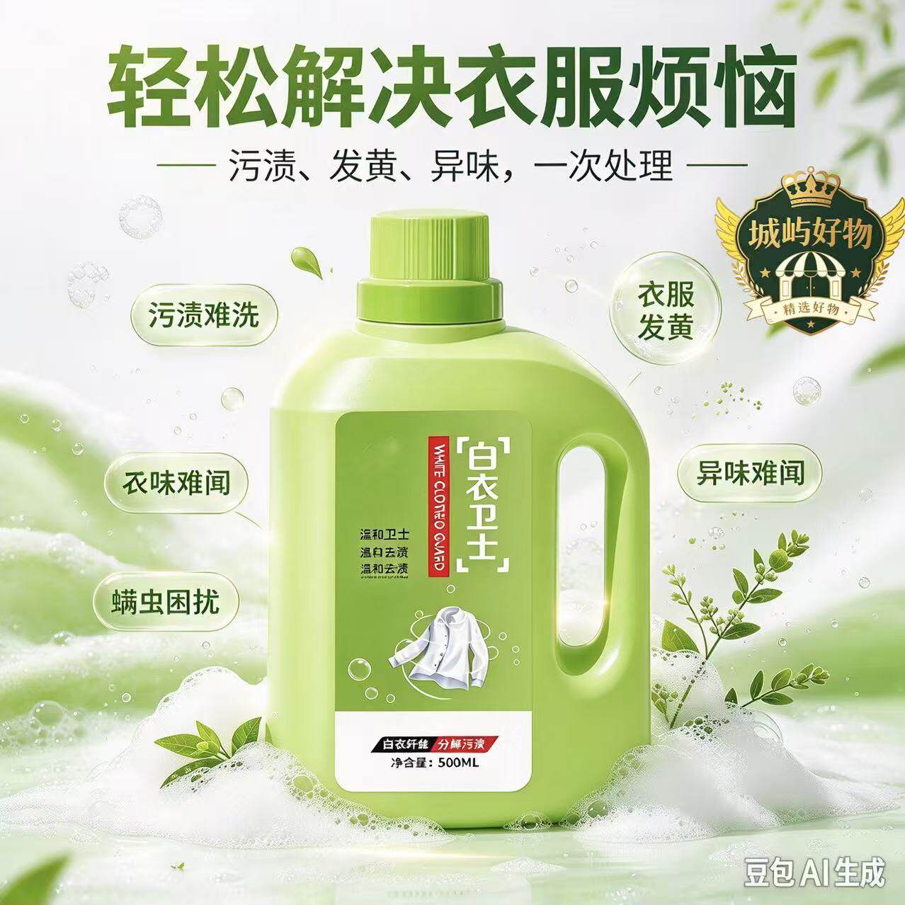 【家政同款】白衣卫士去黄去渍漂白增艳洗衣液母婴适用正品ZY