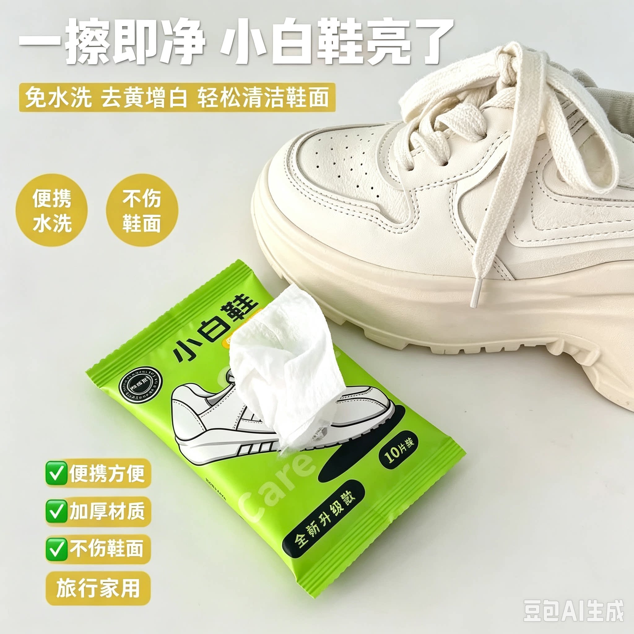 【下单立减50】擦鞋湿巾小白鞋免洗去污便携清洗鞋神器湿纸巾ZY2