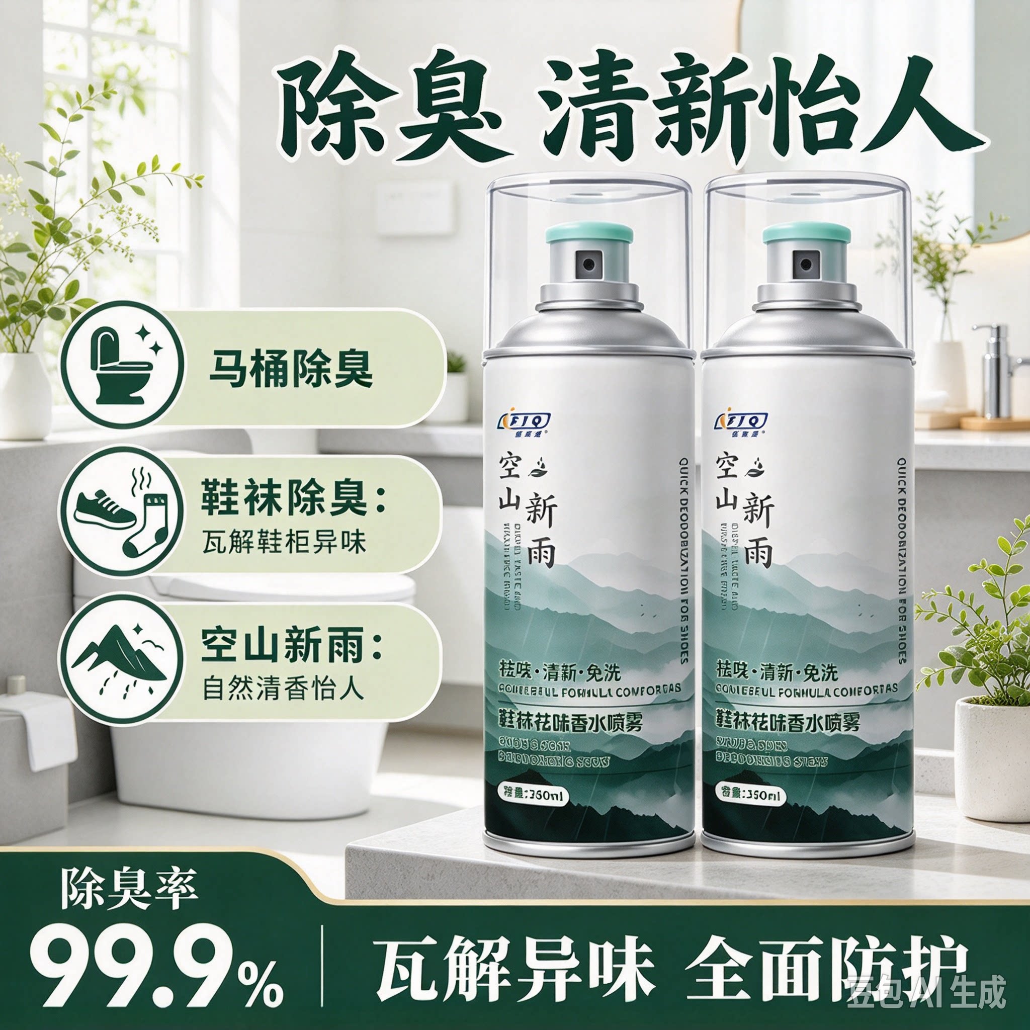 2026新升级家用留香空山新雨绿茶香味多场景使用除菌去除异味YY