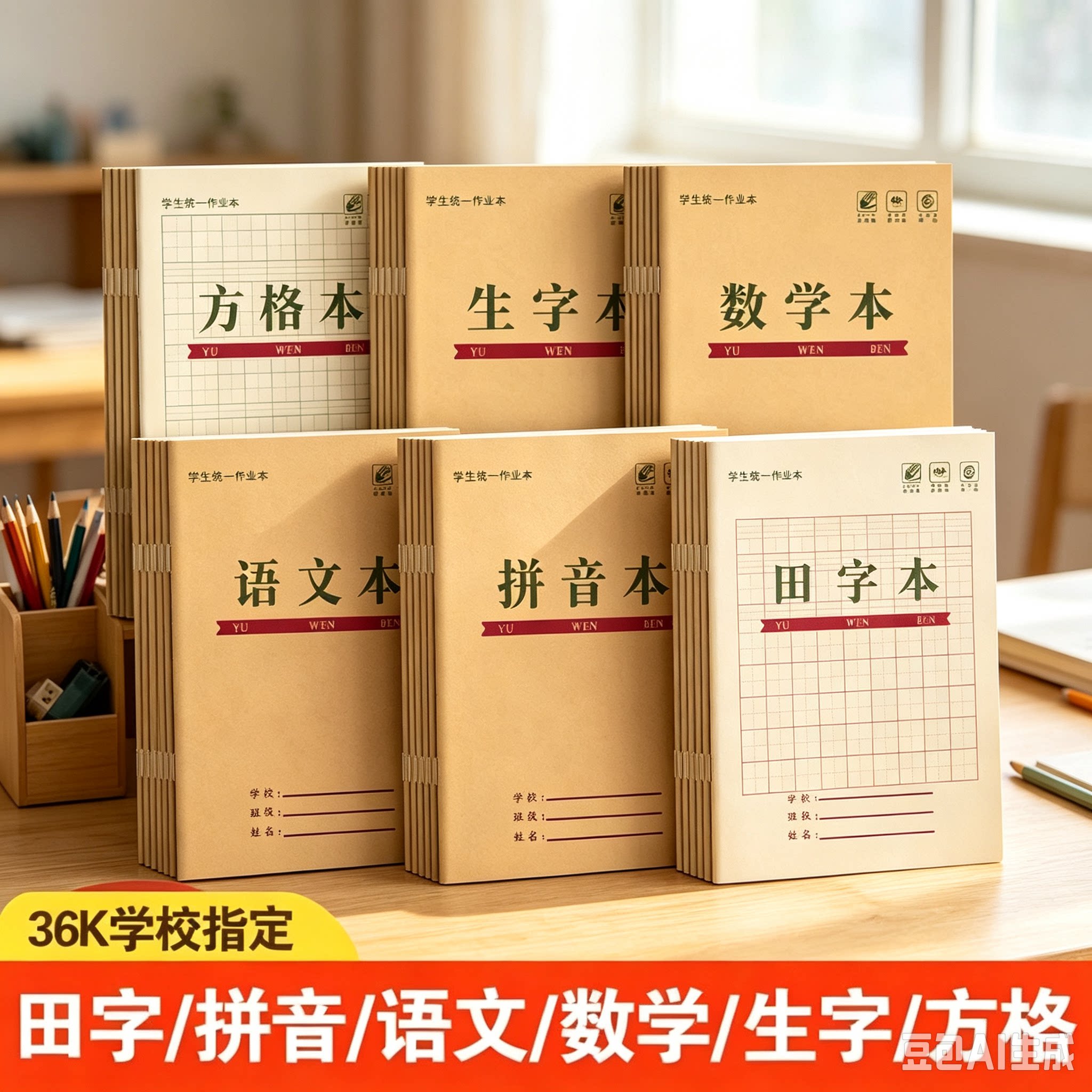 加厚小学生作业小本子批发田字格生字本幼儿园拼音本语文本练字YY