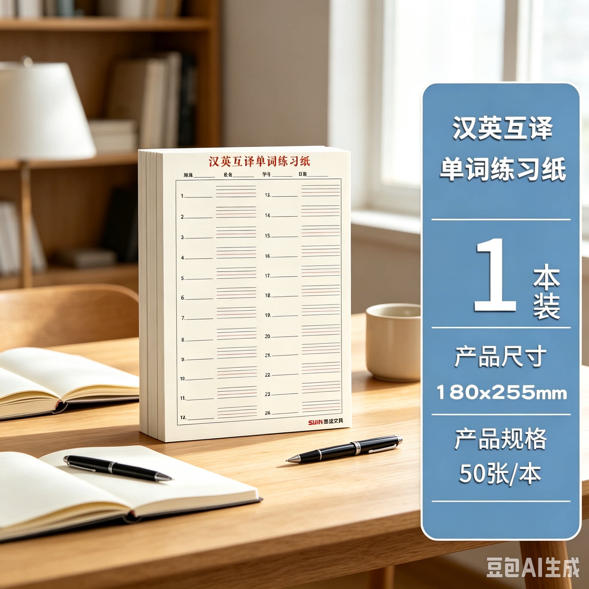 汉英互译纸小学生初中生加厚英语单词听默写纸背单词英语本YY