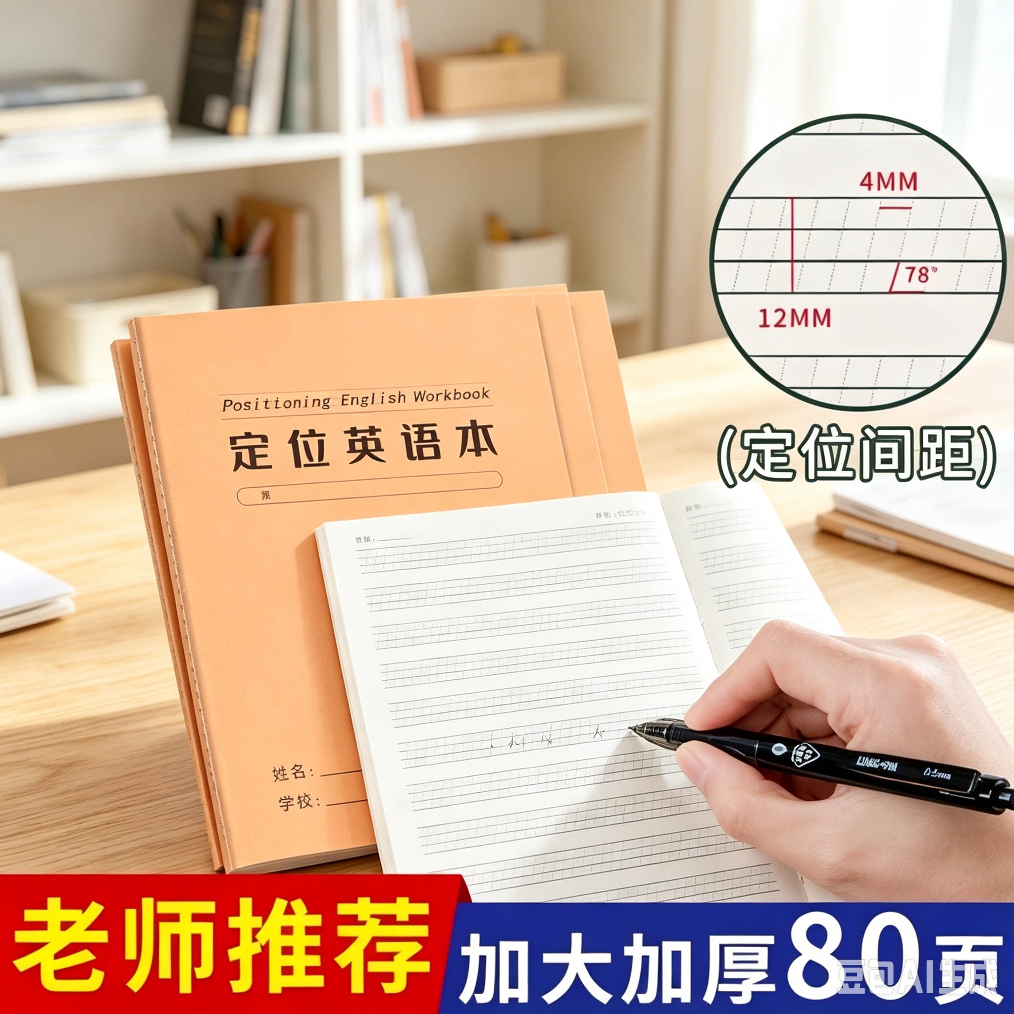 英语定位练习纸小学生英语规范书写衡水体练习本笔记本英语本YY