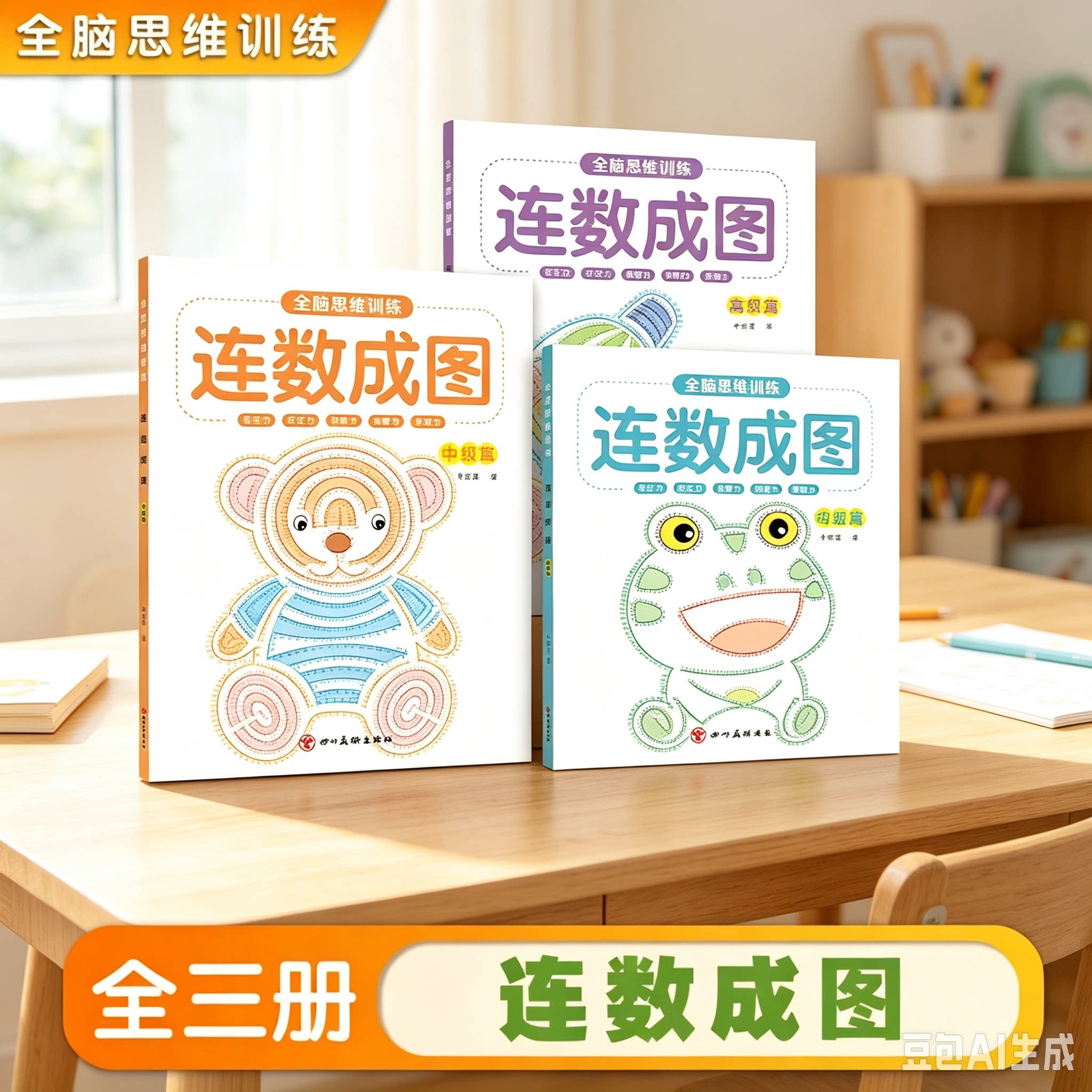 儿童数字连线画本幼儿控笔专注力训练涂色书简笔画描画填色本YY