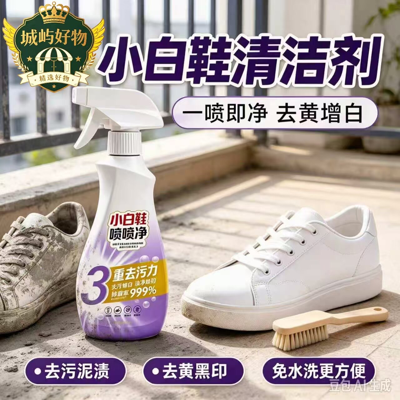 小白鞋喷喷净小白鞋清洗神器强力去污免水洗刷鞋泡沫清洁剂ZY