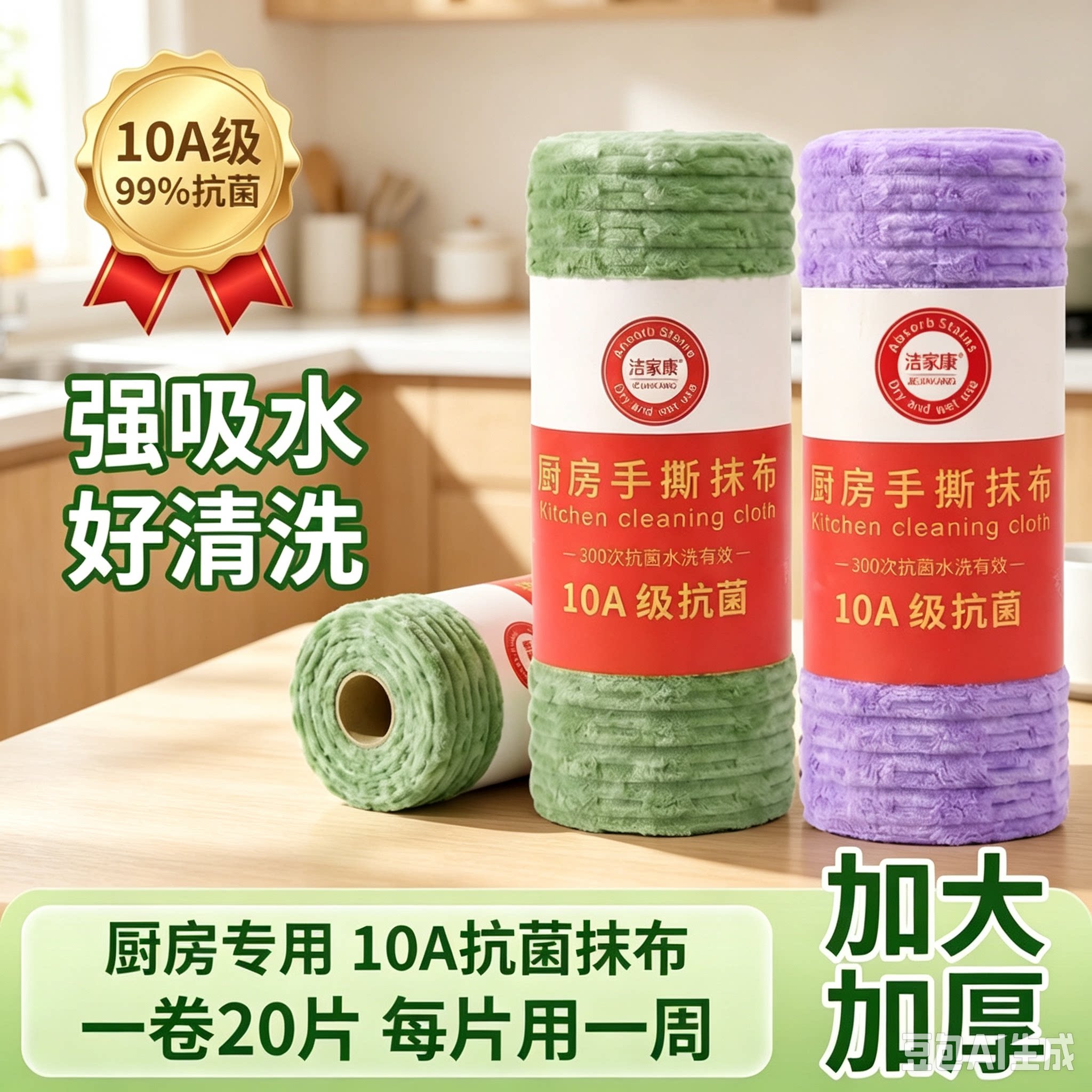 【10A抗菌抹布】厨房纸巾不易沾油污加厚水洗懒人洗碗巾百洁布YY