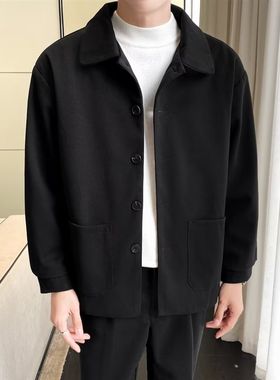 男生衣服搭配潮男潮流帅气毛呢西服成熟男装夹克韩版轻熟风外套春