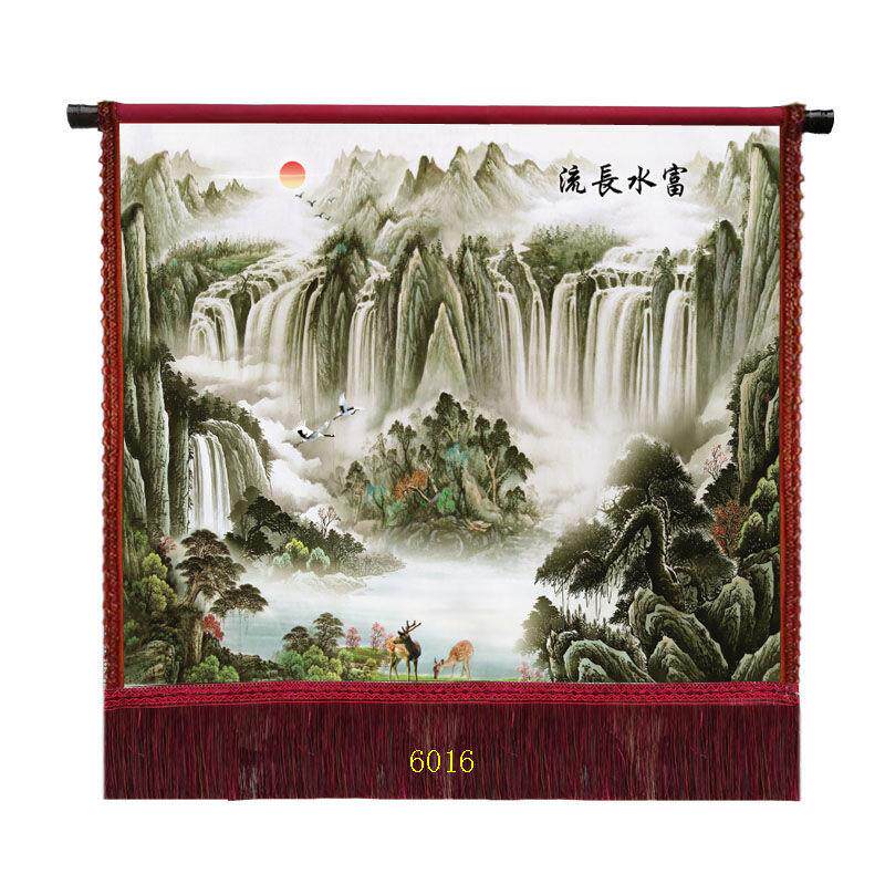 油画布横版风景田园带穗+印刷++山水画+装饰画客厅沙发背景墙挂画