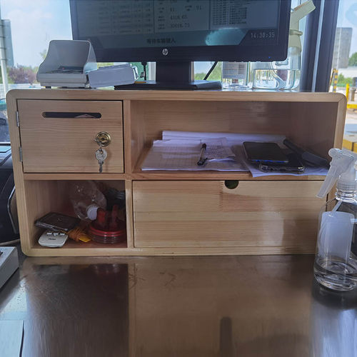 票据柜收银台收纳架超市商场收费储物柜定制实木带锁抽屉工作台