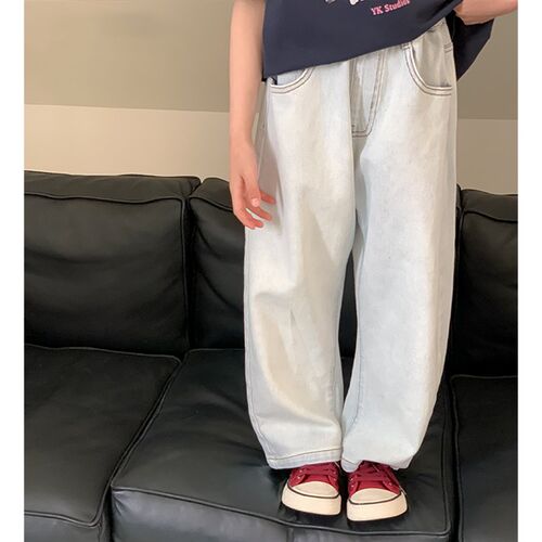 女童牛仔裤秋装2024新款儿童春秋季裤子百搭女大童宽松弯刀直筒裤