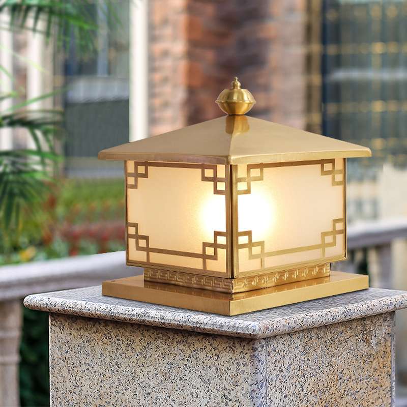 户外全铜新中式灯具现代简约景观庭院柱头灯围墙别墅防水室外灯
