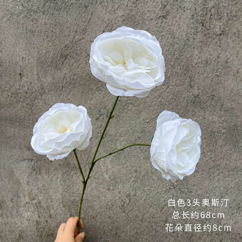 婚庆仿真花三头奥斯汀玫瑰花婚礼堂软装假花摄影布景装饰花路引花