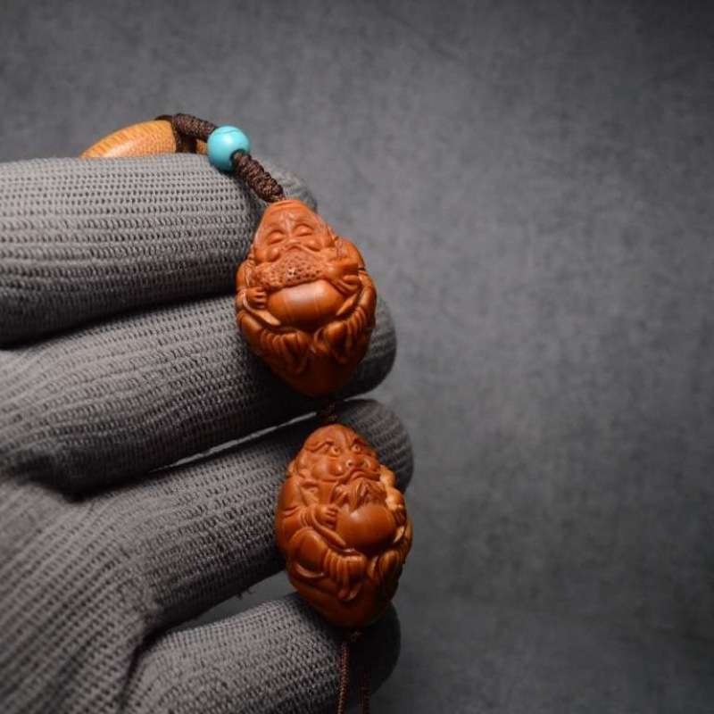 厂家直供橄榄核雕刻竹环钟馗达摩挂件挂饰核雕钟馗达摩文玩收藏