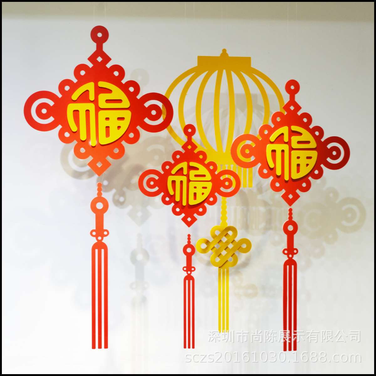 新年装饰品春节摆件中国结福字灯笼商场3-4米橱窗美陈商场布置