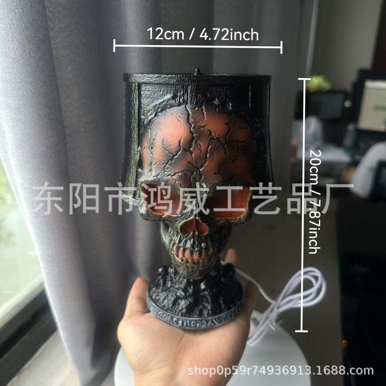 跨境新品万圣节Skull Light骷髅灯庭院灯树脂鬼节花园装饰工艺品