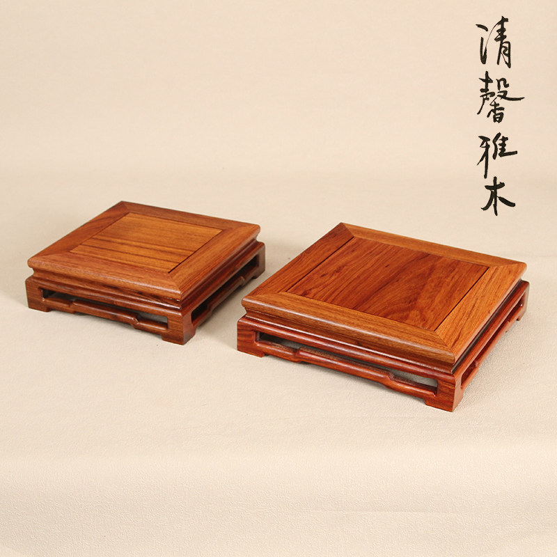 工艺品石头茶壶佛像玉器铜器实木摆件底座方形佛像座托花盆木托架