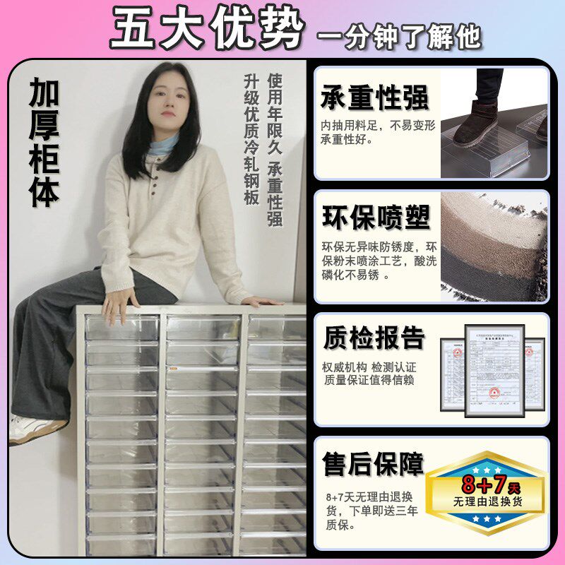 a4文件柜档案柜样品收纳柜密集柜办公柜铁皮柜抽屉式带门带锁透明