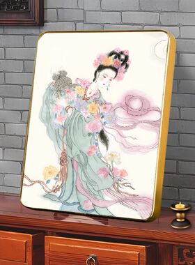 桃花仙子娘娘画像花神相框摆件婚姻爱情桃花运装饰挂画桃花女摆台