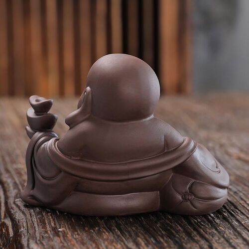 紫砂茶宠摆件精品可养大肚弥勒佛招财笑佛个性中国风茶盘车载摆件