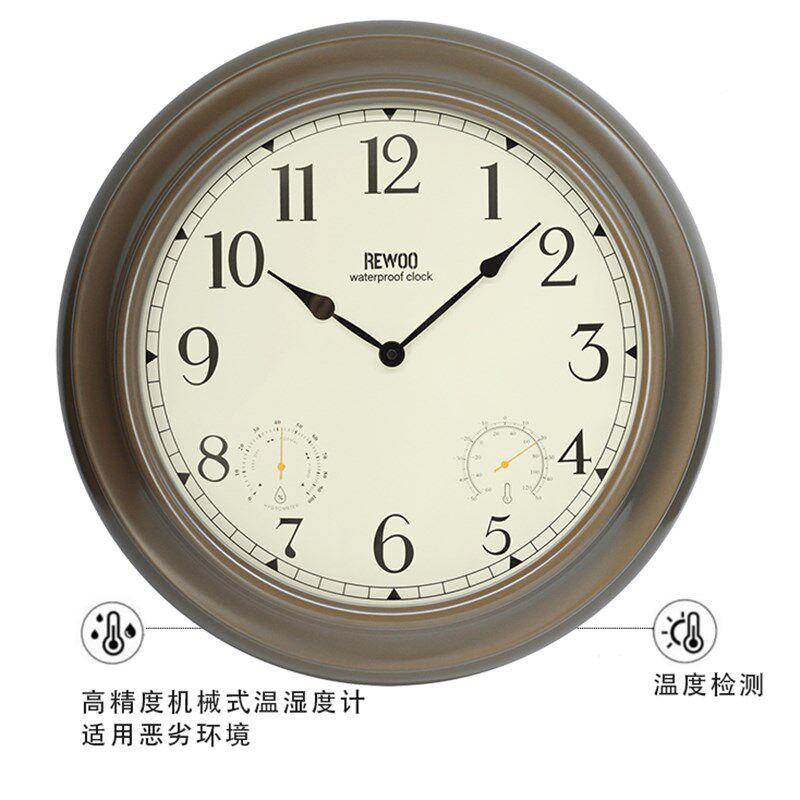 美式简约风格18寸防潮防水挂钟 适用于浴室与户外空间