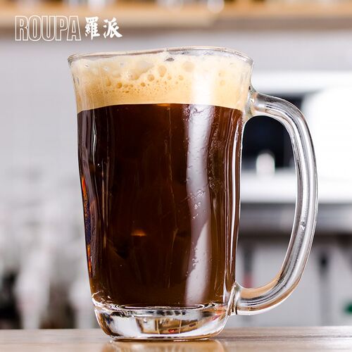 ROUPA罗派 玻璃杯子水杯茶杯带把扎啤杯啤酒杯创意个性咖啡果汁杯