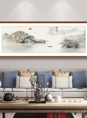 客厅挂画山水画中式办公室沙发背景墙画水墨茶室装饰画望云楼国画