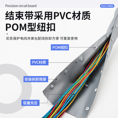 PC型号扣式结束带阻燃PVC按扣套管电线电缆保护套裹线布包线