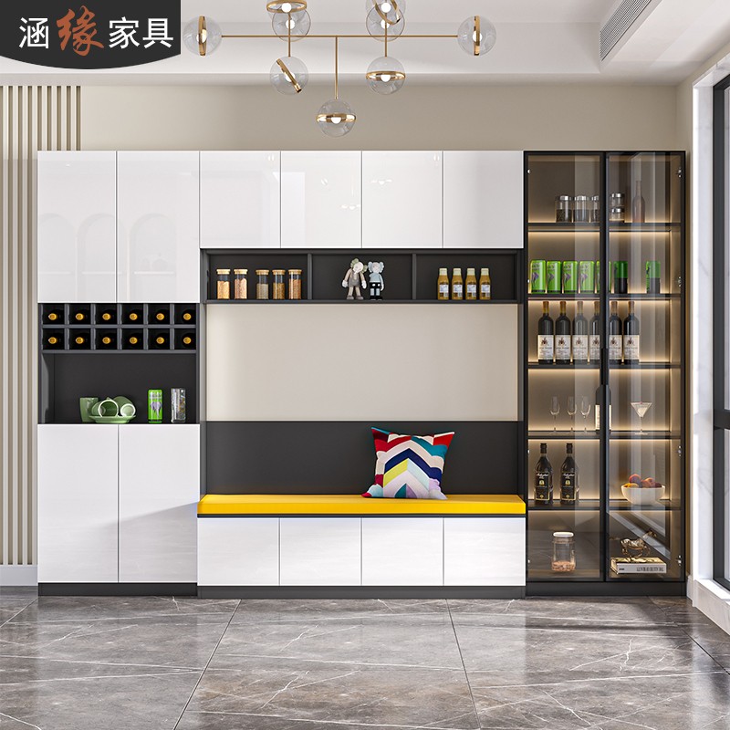 轻奢餐边柜酒柜一体靠墙餐厅卡座定制小户型茶水柜储物柜7G108