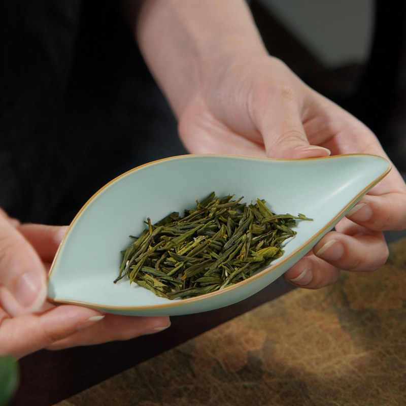 青澹汝窑茶荷茶则茶醒茶匙景德镇陶瓷功夫茶具茶道配件六君子茶铲