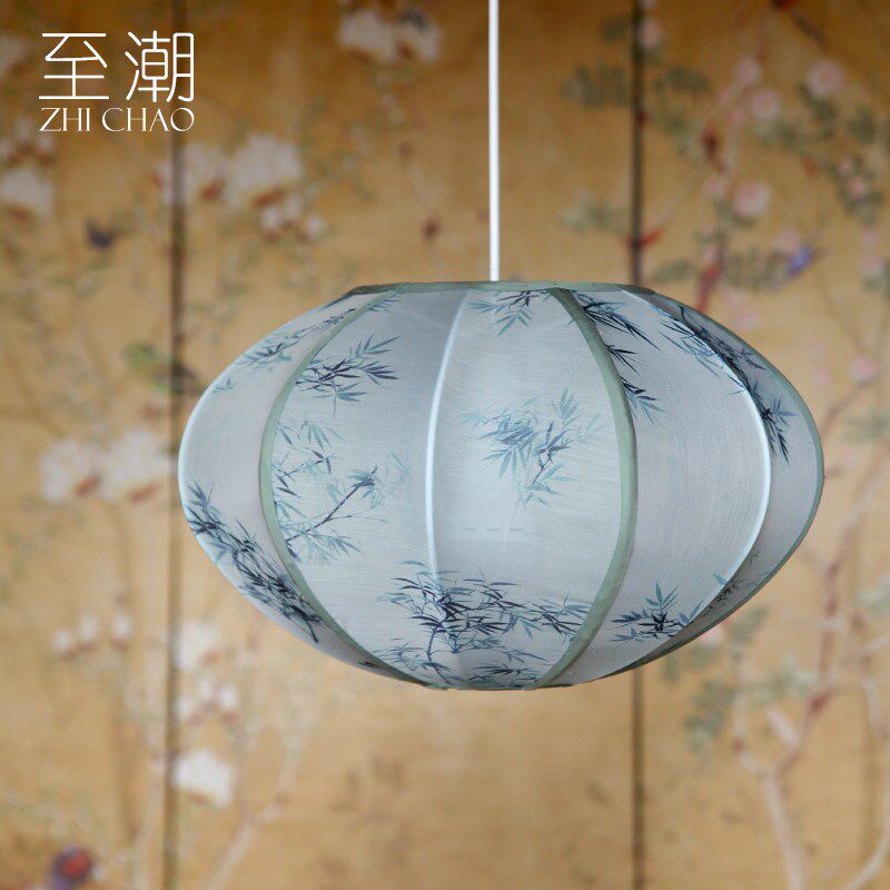 中古复古餐厅灯笼简约新中式火锅店酒店客厅书房卧室茶室布艺吊灯