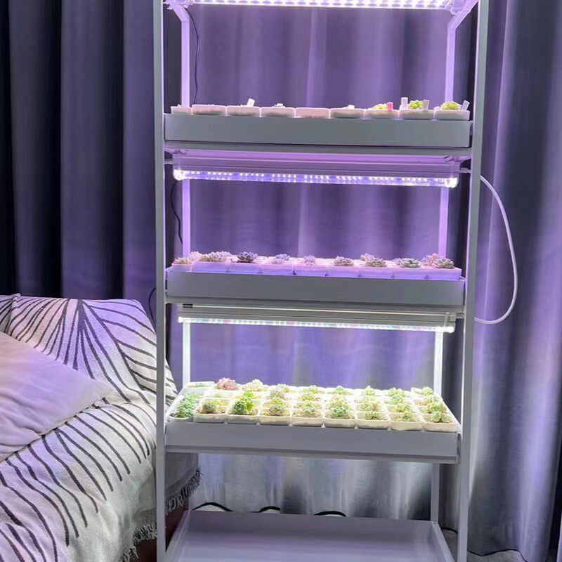 知三月精养花架小推车可移动浇水多肉补光灯小型花架小推车简约