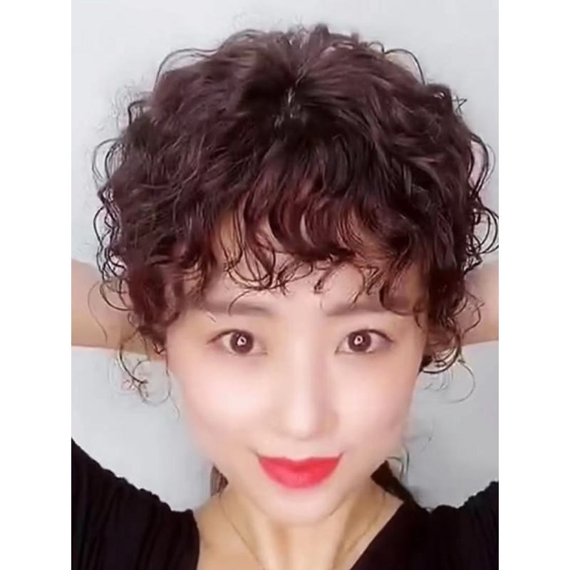 补发块小卷时尚水波纹长款假发真头发洋气一体可水洗女士新款帽子