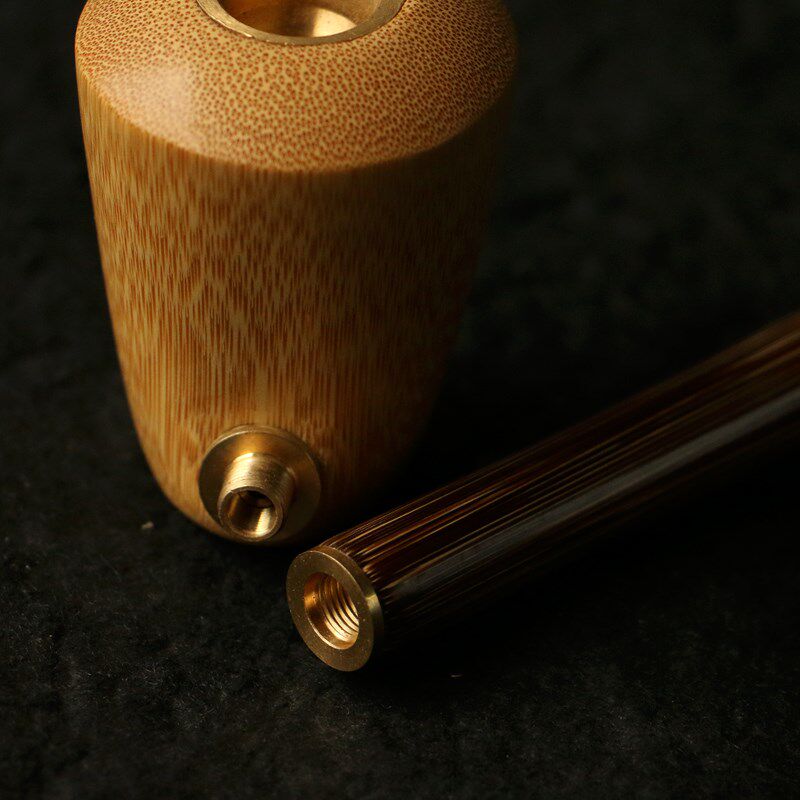 精品纯手工制作天然老金丝竹烟斗把玩竹制烟袋锅可拆卸竹烟嘴烟具