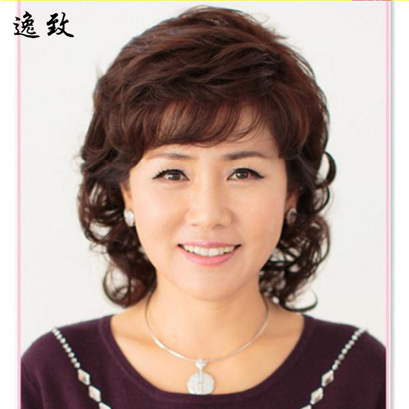 真发假发女长卷发时尚大波浪中长发中老年妈妈假发自然逼真长卷发