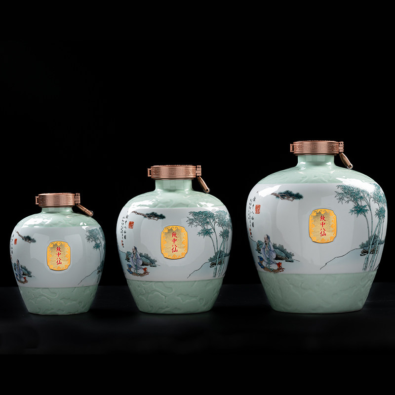 景德镇陶瓷泡酒坛酿酒坛5斤10斤20斤仿古创意酒瓶家用存酒壶定制
