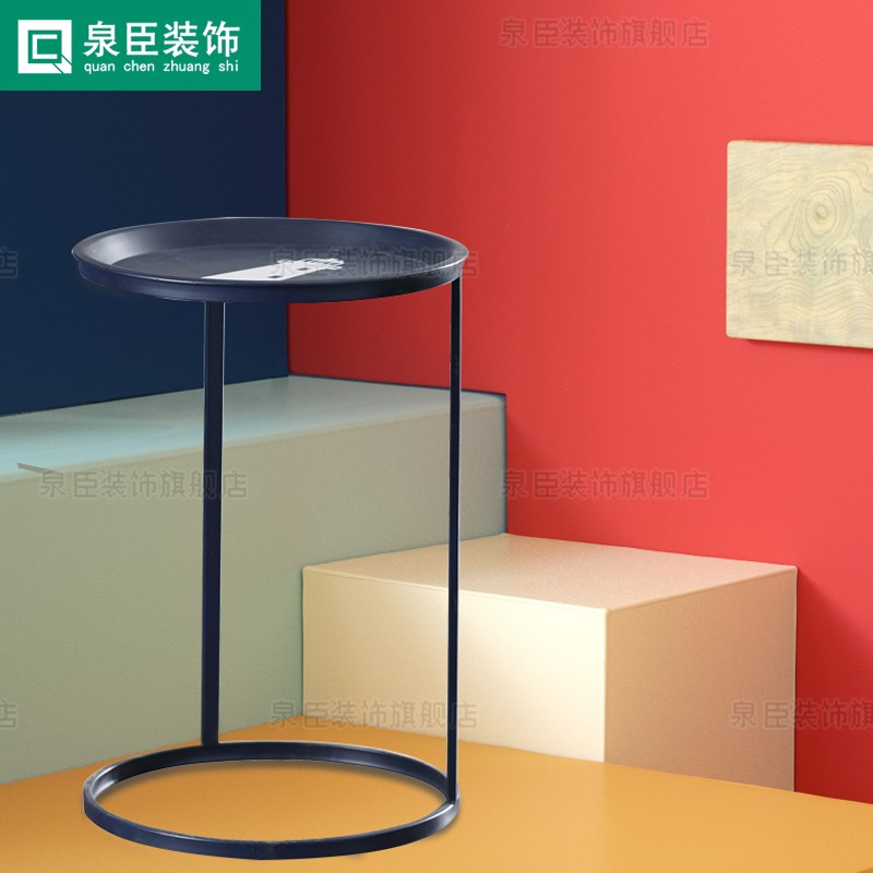 泉臣装饰铁艺茶几客厅沙发边角几桌小圆形流水台橱窗摆设置物柜架