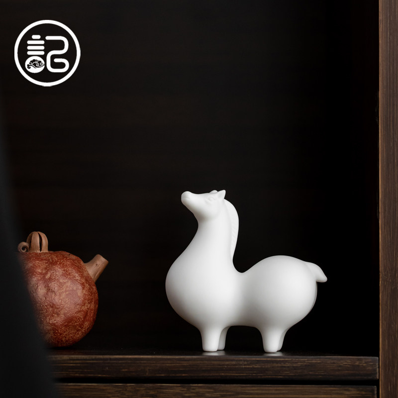记今朝 《德化白瓷》唐马摆件 简约中式禅意家居壁柜装饰工艺品