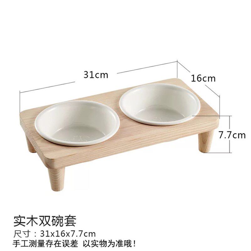 猫双碗高端陶瓷双碗花梨木全实木餐桌猫咪饭碗狗饮水小型犬包邮