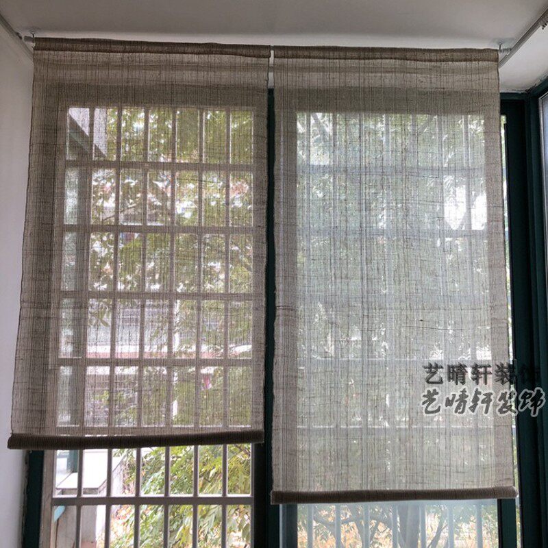 门帘隔断帘免打洞简易安装夏布帘透光帘遮挡帘玄关隔断透风帘