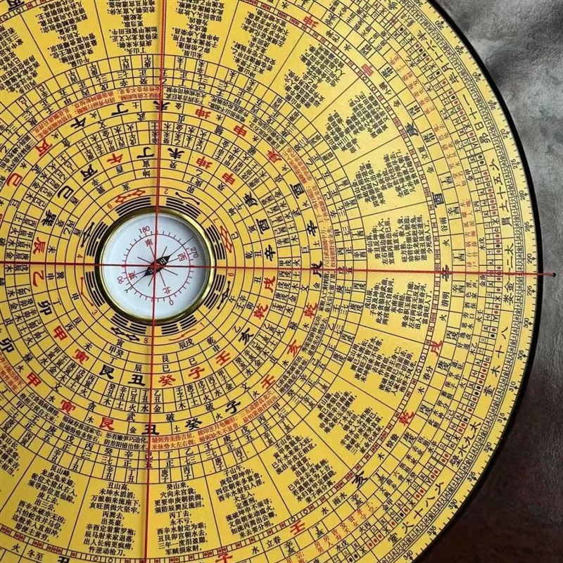 谛听道罗盘9寸阳金锁玉关带高精度山地宅专业罗结果经综合罗盘
